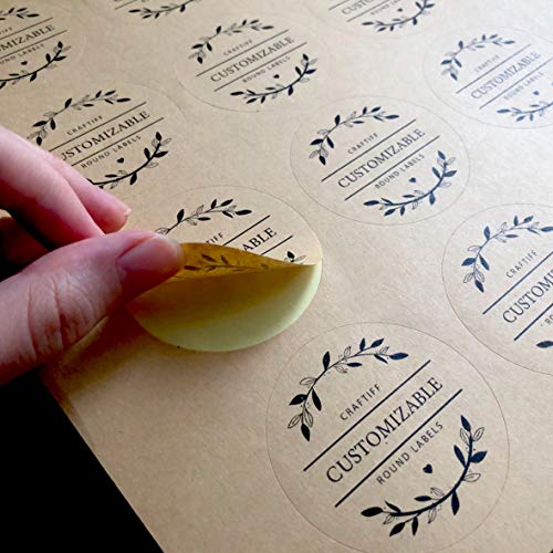 Craftiff Round Kraft Labels Stickers Printable Paper Brown Color - 2 inches - Pack of 240 Labels - 20 Sheets - Image 3