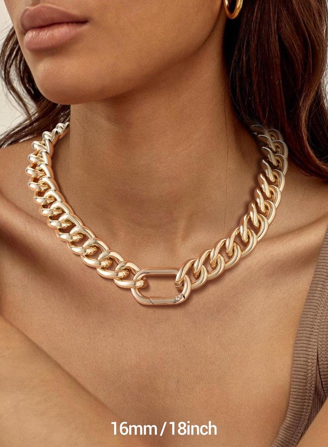 PROSTEEL Womens Chunky Gold Necklaces, 16mm Thick Gold Necklace for Women, Trendy 14k Gold Plated No Tarnish Cuban Chain Jewlry Gifts - Image 3