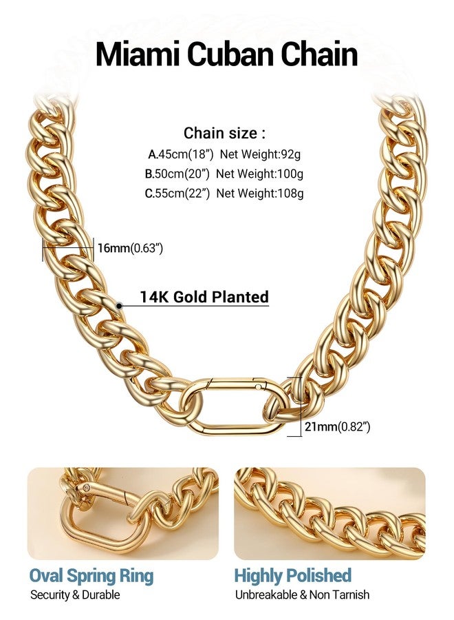 PROSTEEL Womens Chunky Gold Necklaces, 16mm Thick Gold Necklace for Women, Trendy 14k Gold Plated No Tarnish Cuban Chain Jewlry Gifts - Image 4