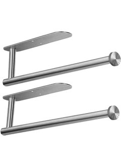 HOOKOR 2 Pack Paper Towel Holders,Paper Towels Rolls - for Kitchen,Paper Towels Bulk- Self-Adhesive Under Cabinet,Both Available in Adhesive and Screws,Stainless Steel (Silver)  - Image 1