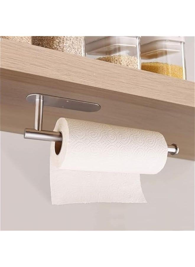 HOOKOR 2 Pack Paper Towel Holders,Paper Towels Rolls - for Kitchen,Paper Towels Bulk- Self-Adhesive Under Cabinet,Both Available in Adhesive and Screws,Stainless Steel (Silver)  - Image 3