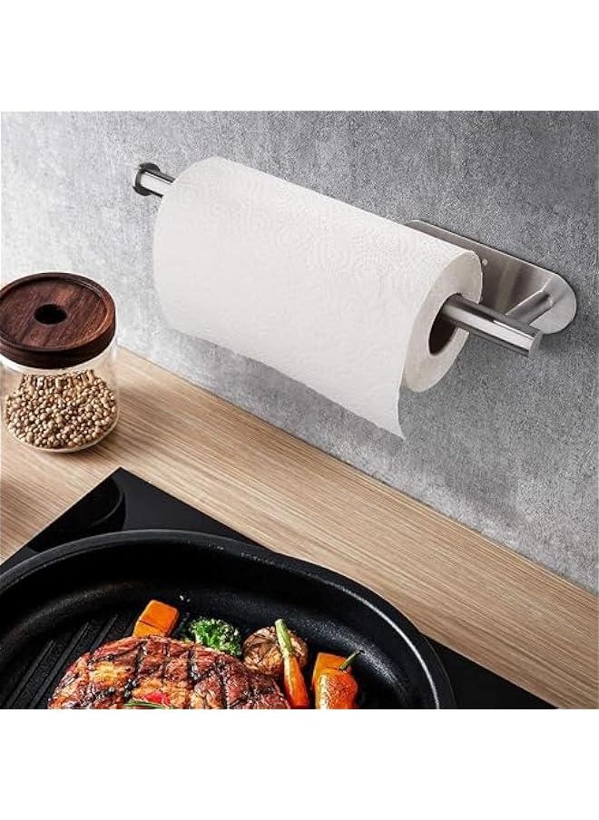 HOOKOR 2 Pack Paper Towel Holders,Paper Towels Rolls - for Kitchen,Paper Towels Bulk- Self-Adhesive Under Cabinet,Both Available in Adhesive and Screws,Stainless Steel (Silver)  - Image 5