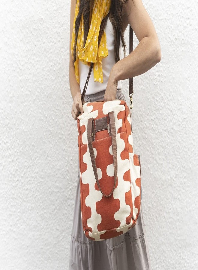 MAIKA Recycled Canvas Commuter Tote Bag, Echo Tangerine, Red - Image 3