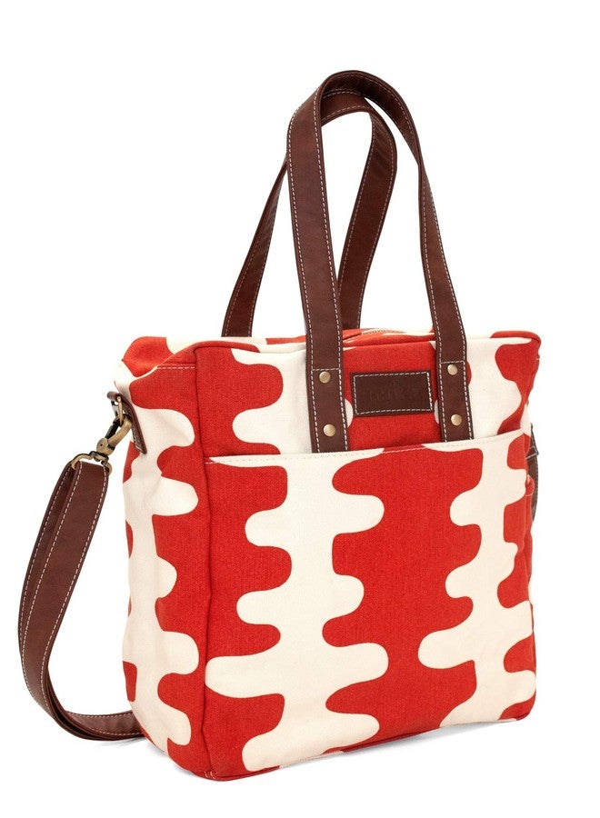 MAIKA Recycled Canvas Commuter Tote Bag, Echo Tangerine, Red - Image 1