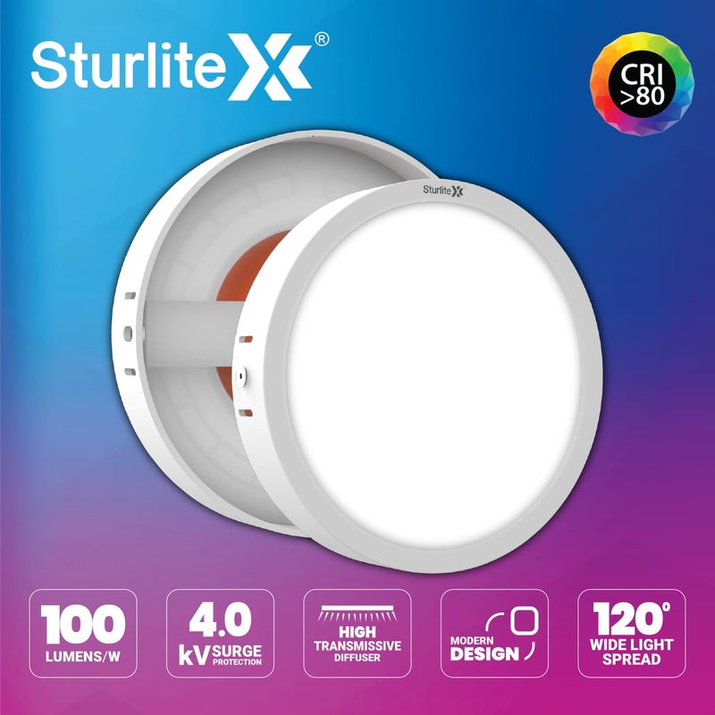 Sturlite Sturlite SFIT 12W Round LED Surface Light 6500k Cool White Color Temperature 960 Lumens with CRI Tech for Accurate Color Representation Pack of 4 - Image 3