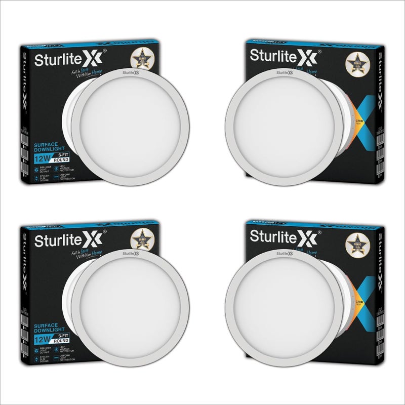 Sturlite Sturlite SFIT 12W Round LED Surface Light 6500k Cool White Color Temperature 960 Lumens with CRI Tech for Accurate Color Representation Pack of 4 - Image 1