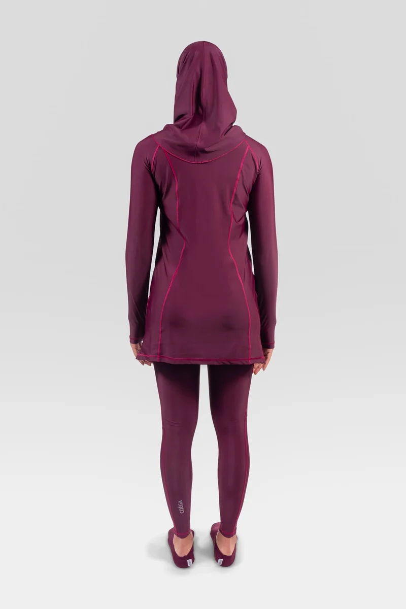 COEGA SUNWEAR  COEGA Modest 3pc Swim Set Slim with Tights Ladies SzUK8 - Maroon Marble for Women | Best Price UAE