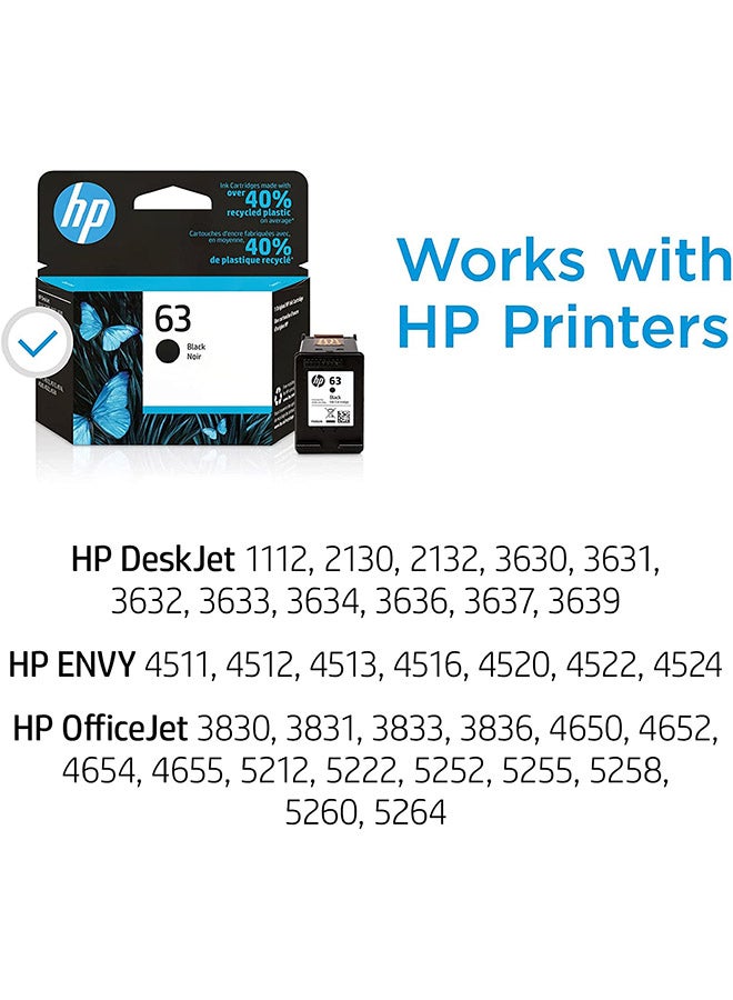 HP خرطوشة حبر إنك جيت لطابعة 63 أسود - Image 3