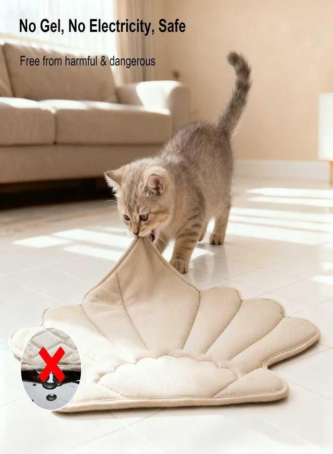 outtip 27" X 20" Reversible Shell Shaped Cat Mat, Durable Cute Warming Cat Bed Mat, All-Season Warming Washable Pet Pad Blankets for Couches, Crate Pad, Floor, Sofa 1 Pack (Blue & Beige) - Image 4