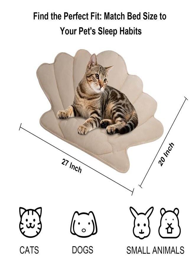 outtip 27" X 20" Reversible Shell Shaped Cat Mat, Durable Cute Warming Cat Bed Mat, All-Season Warming Washable Pet Pad Blankets for Couches, Crate Pad, Floor, Sofa 1 Pack (Blue & Beige) - Image 2