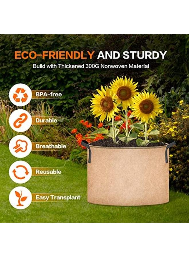 iPower Plant Grow Bag 15 Gallon 6 Pack Heavy Duty Fabric Pots 300G Thick Nonwoven Fabric Containers Aeration With Nylon Handles For Planting Vegetables Fruits Flowers Tan 2024 Version - Image 3