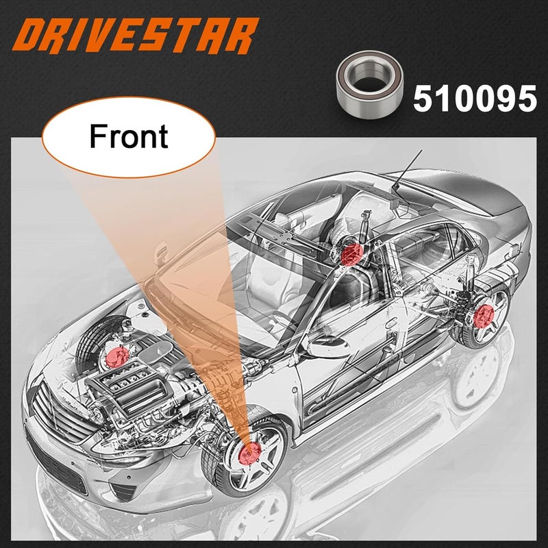 DRIVESTAR 510095 Front Wheel Hub Bearing Pair for Honda Accord, Accord Crosstour, Acura TL, and TSX - Image 2