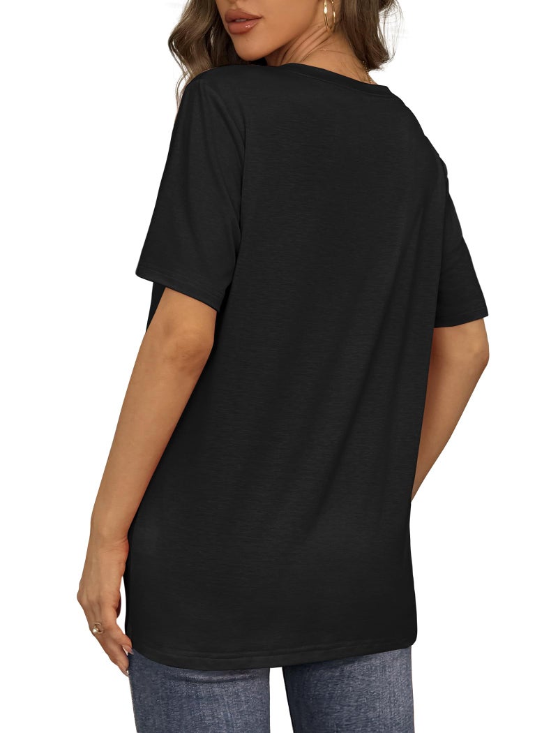 Aokosor Black Tee Shirts for Women Oversized Basic Tees Casual Summer Tops 2026 Black S - Image 5