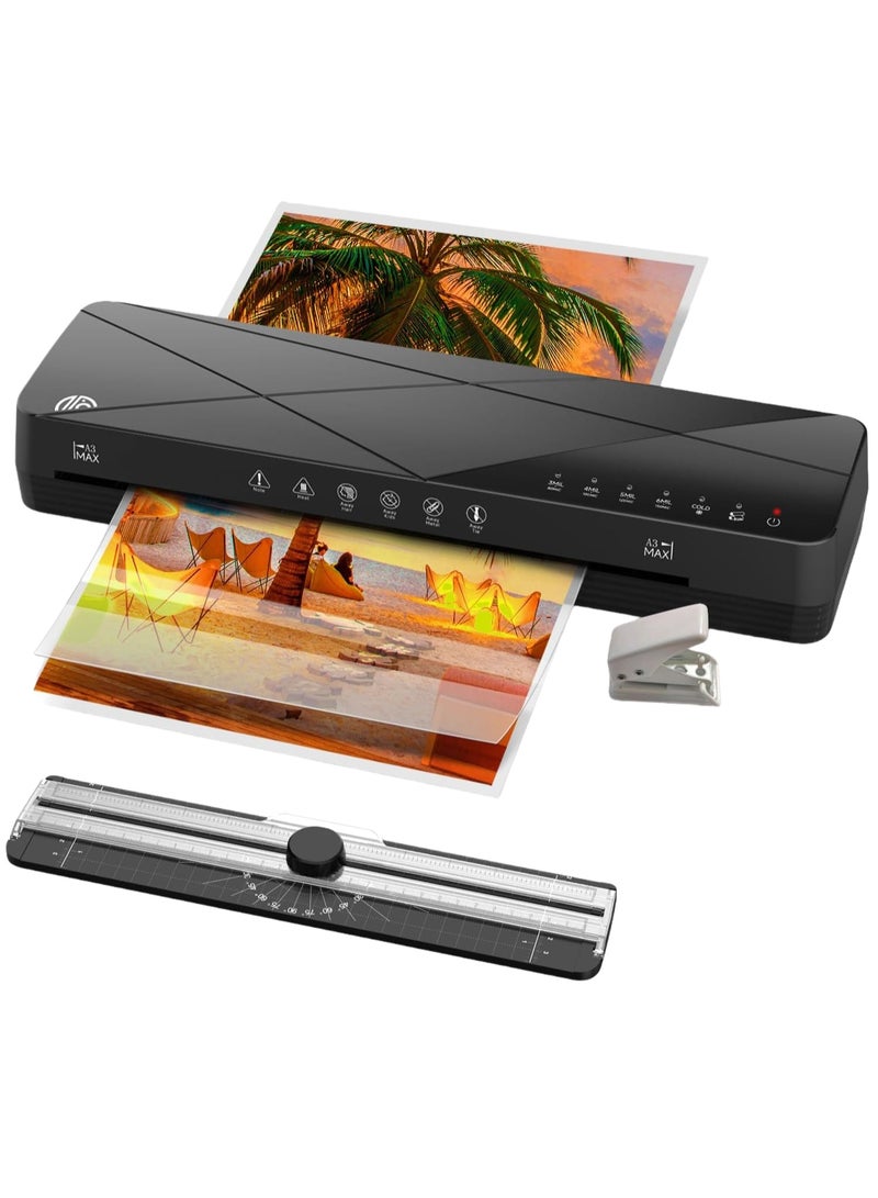 Bluejw آلة laminator 13 بوصة، آلة الترقق مع 50 ورقة ترقيق 60 ثانية تسخين سريع إيقاف تلقائي، آلة الترقق ABS خالية من الانسداد للاستخدام المنزلي والمكتبي والمدرسي، أسود - Image 1