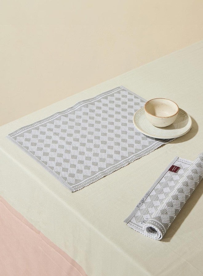 Fabindia Grey Cotton Woven Mat Set of 6 - Image 1