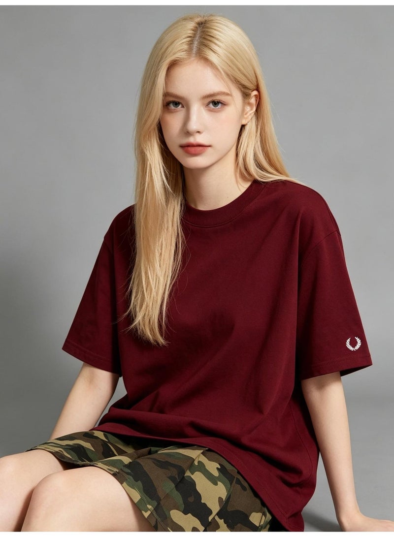 فريد بيري With LOGO, men and women with the same 260g soft cotton comfortable T-shirt round neck soft casual Joker short-sleeved shirt. - Image 1