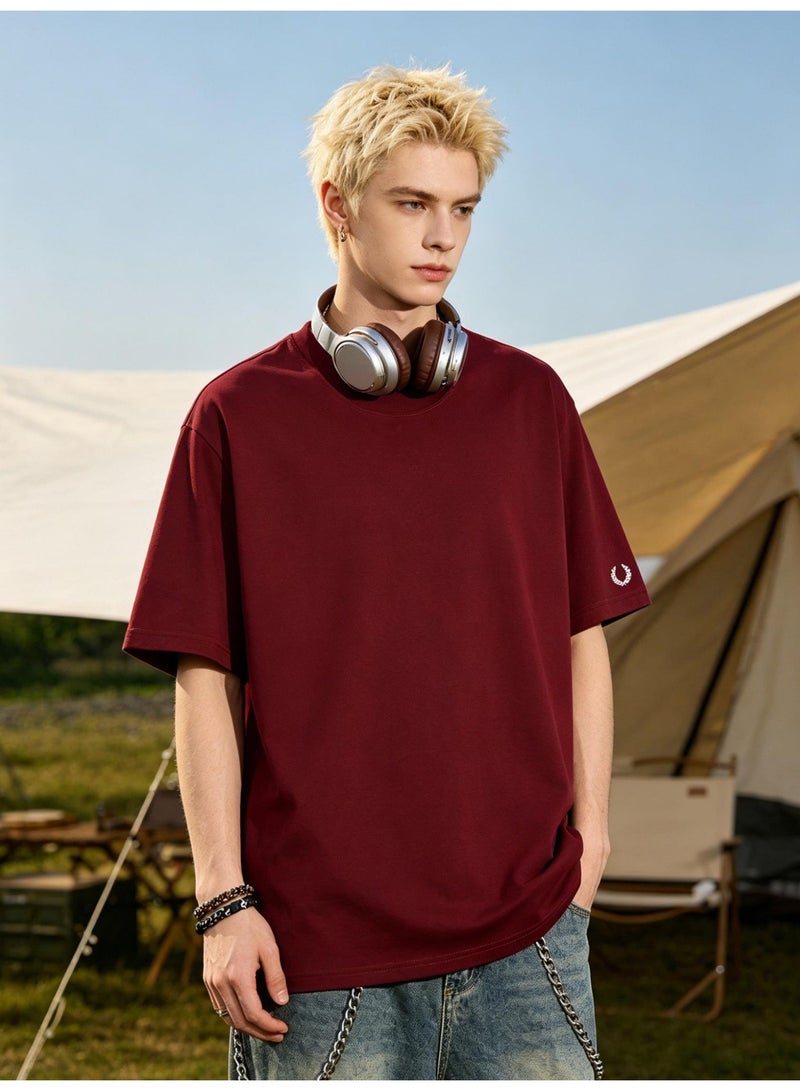 فريد بيري With LOGO, men and women with the same 260g soft cotton comfortable T-shirt round neck soft casual Joker short-sleeved shirt. - Image 4