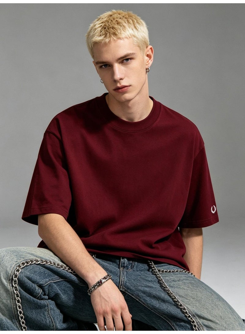 فريد بيري With LOGO, men and women with the same 260g soft cotton comfortable T-shirt round neck soft casual Joker short-sleeved shirt. - Image 2