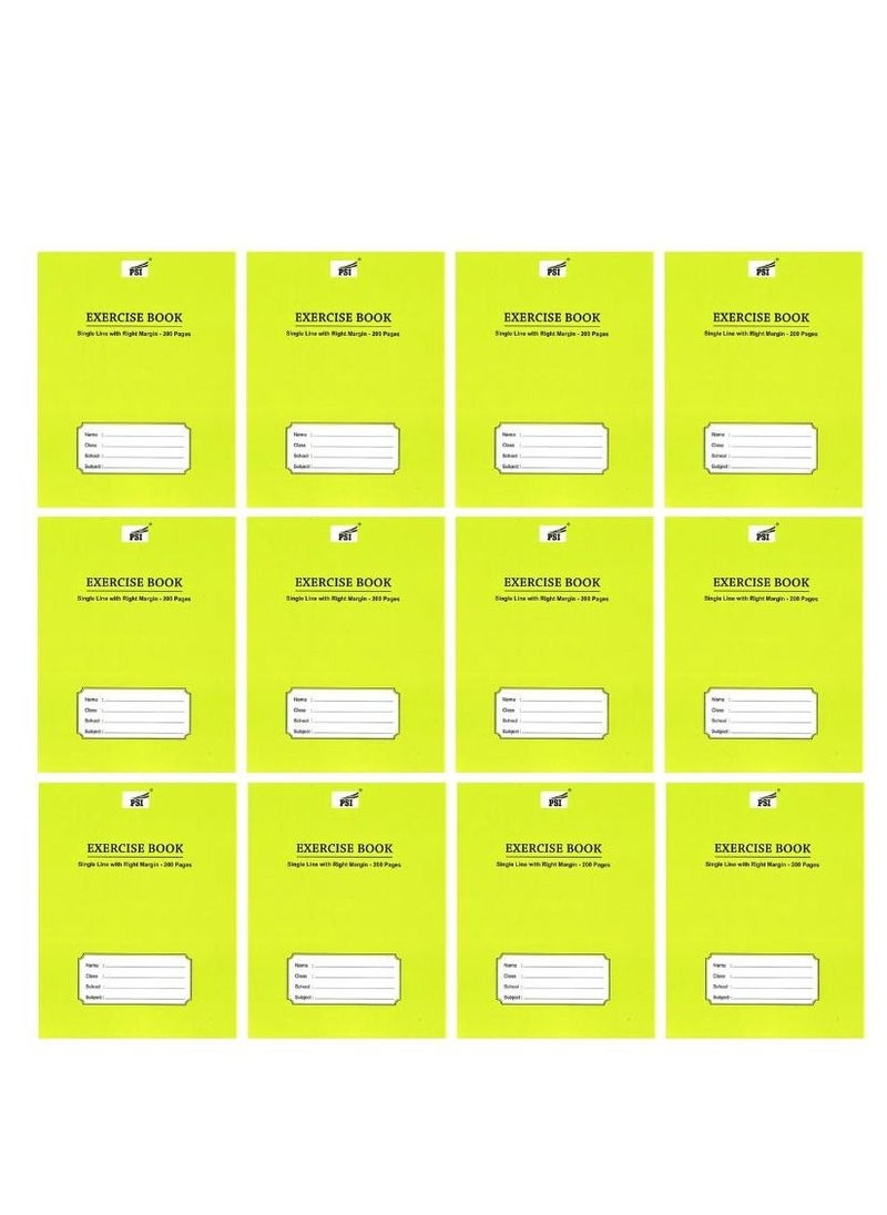 Psi 12-Piece Exercise Note Book Single Line Right Margin 200 Pages  - Image 1
