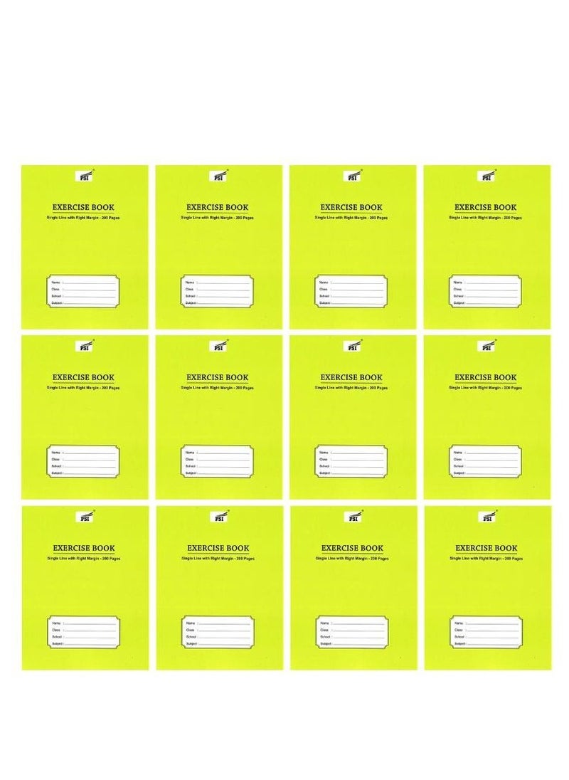 Psi 12-Piece Exercise Note Book Single Line Right Margin 200 Pages  - Image 2