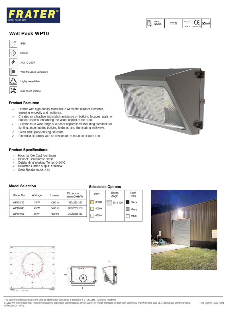 Frater - Wall Pack WP10 - 40W - 6500k - IP66 - Die Cast Aluminium - Image 2