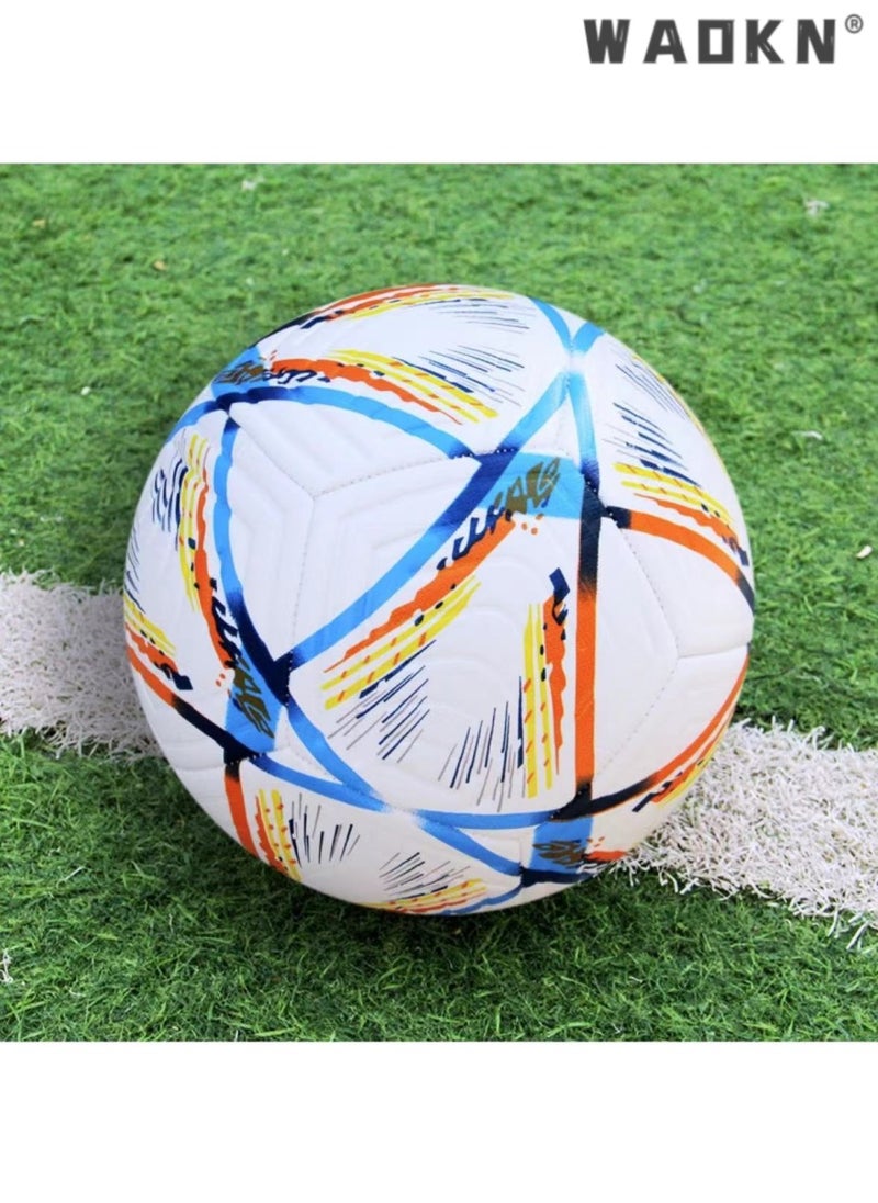 WAOKN Bright PVC World Cup Match Football Replica for Children and Adults Training Football,Football Traditional Soccer Ball, Boys and Girls Suitable for Playing Training Both Indoor Outdoor  - Image 2