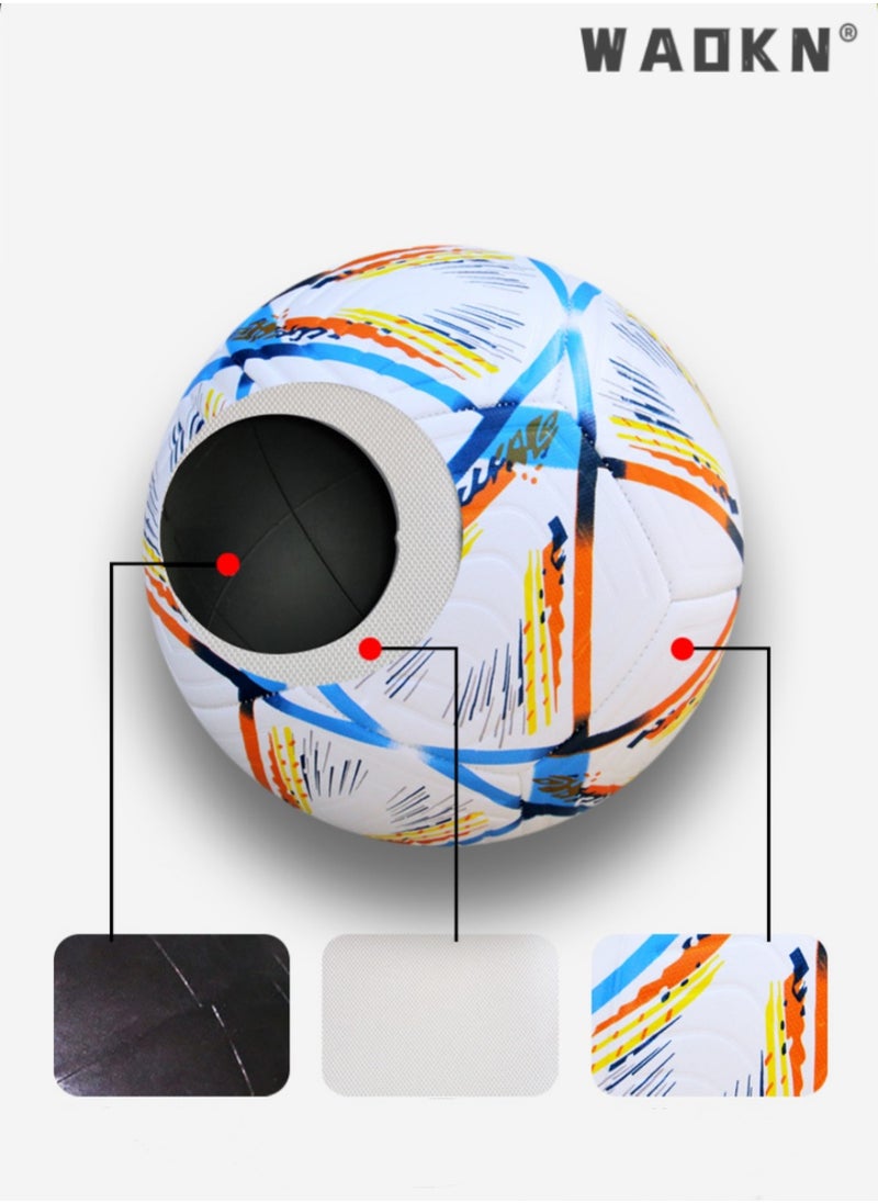 WAOKN Bright PVC World Cup Match Football Replica for Children and Adults Training Football,Football Traditional Soccer Ball, Boys and Girls Suitable for Playing Training Both Indoor Outdoor  - Image 3