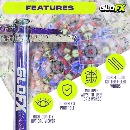 GloFX 75inch Purple Liquid Kaleidoscope Tube Colorful Kaleidoscopes for Adults Flow Toys Rave Glitter Wands Sensory Glitter Wands and Rave Toys - Image 5