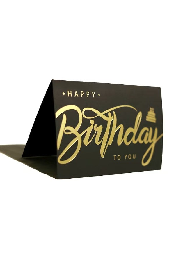 Birthday card, black and gold gift card, unique design, greeting message, blessing card, blank notepad card, with envelope (13.5 x 9 cm / 5.1 x 3.54 inches) - Image 2