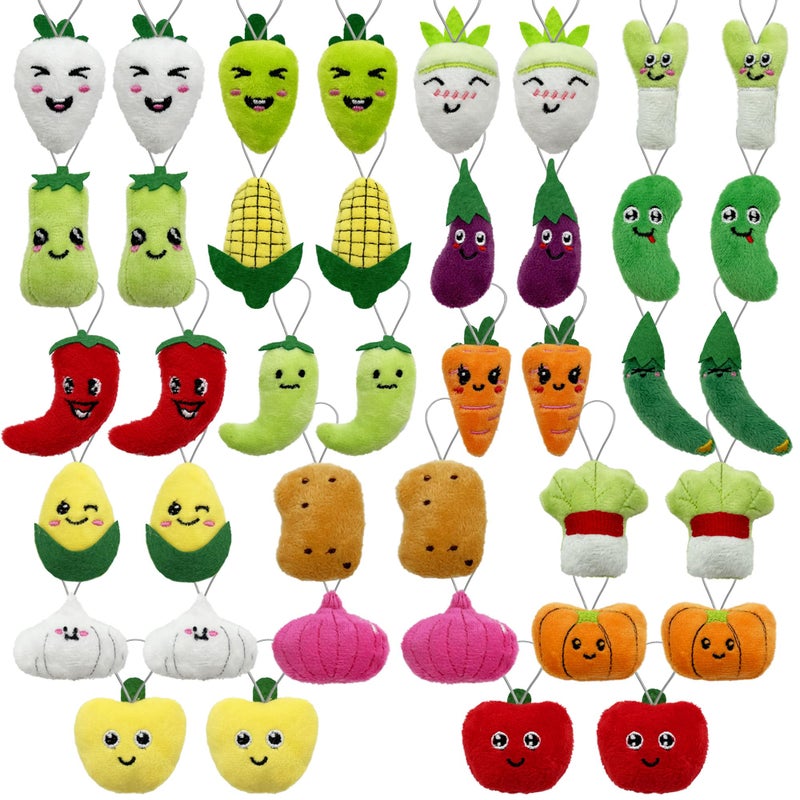 XIPEGPA 40 PCS Mini Vegetable Food Plush Toy Set Cute Small Vegetable Stuffed Toy Keychain for Party Favors Keychain Ornament for Goody Bag Easter Egg Stuffers Carnival Birthday Party Classroom Prizes - Image 3