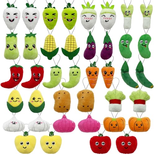 XIPEGPA 40 PCS Mini Vegetable Food Plush Toy Set Cute Small Vegetable Stuffed Toy Keychain for Party Favors Keychain Ornament for Goody Bag Easter Egg Stuffers Carnival Birthday Party Classroom Prizes - Image 1