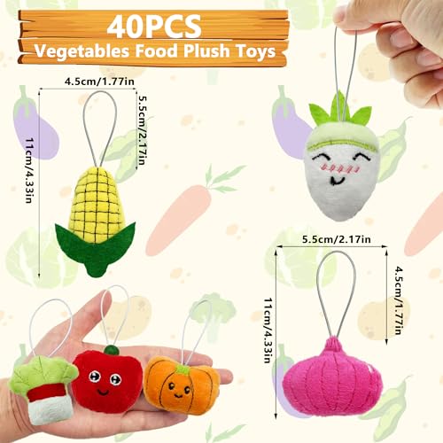 XIPEGPA 40 PCS Mini Vegetable Food Plush Toy Set Cute Small Vegetable Stuffed Toy Keychain for Party Favors Keychain Ornament for Goody Bag Easter Egg Stuffers Carnival Birthday Party Classroom Prizes - Image 5