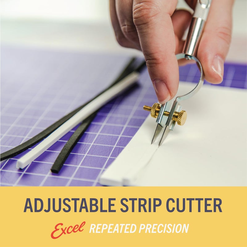 Excel Blades Adjustable Width Strip Cutter â€“ Dual #59 Blades, Precision Cutting Tool for Paper, Vinyl, Leather, Foam, Clay & Crafts â€“ Aluminum Body â€“ Made in USA - Image 4