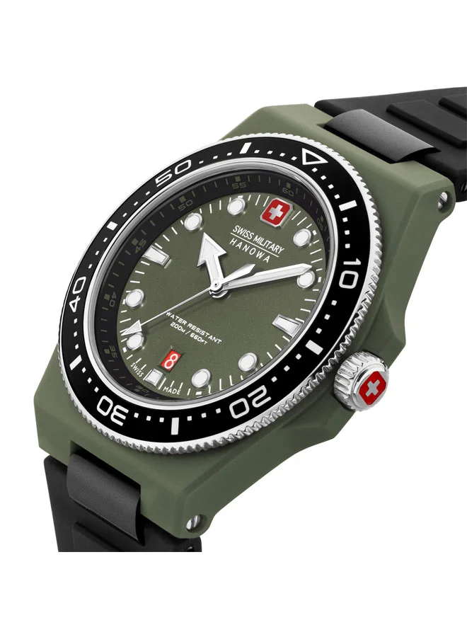 SWISS MILITARY HANOWA Ocean Pioneer Watch For Men With Black Silicone Strap - 45 mm