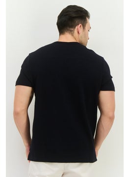 French Connection Men Crew Neck Short Sleeve Textured T-Shirt, Dark Navy  - Image 3