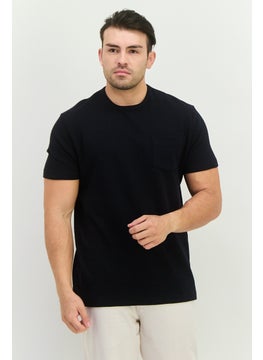 French Connection Men Crew Neck Short Sleeve Textured T-Shirt, Dark Navy  - Image 1