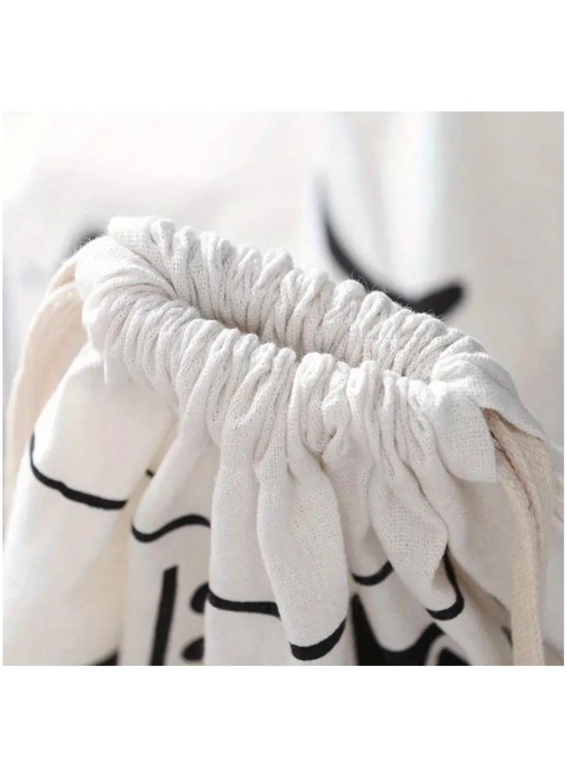 Just Quality - Canvas Laundry Storage Bags with Drawstring Closure - Multipurpose Non-Woven Fabric Weaving, Rectangular Quilt Organizer, Dirty Clothes Bag for Travel, Home, Dorm - 1PC - Image 1