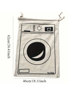 Just Quality Canvas Laundry Storage Bags with Drawstring Closure - Multipurpose Non-Woven Fabric Weaving, Rectangular Quilt Organizer, Dirty Clothes Bag for Travel, Home, Dorm - 1PC  - Image 4