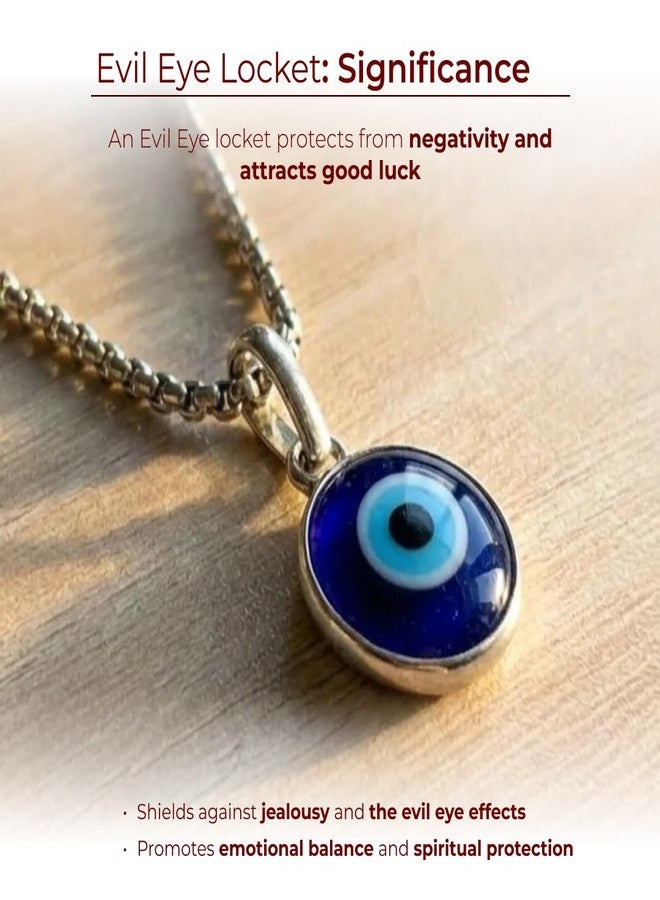 Divine Hindu Evil Eye Locket Necklace for Men & Women | Nazar Protection Pendant Chain | Stylish Blue Evil Eye Pendant | Spiritual Protection Locket for Men & Women | Trendy Protection Pendant Jewelry - Image 4