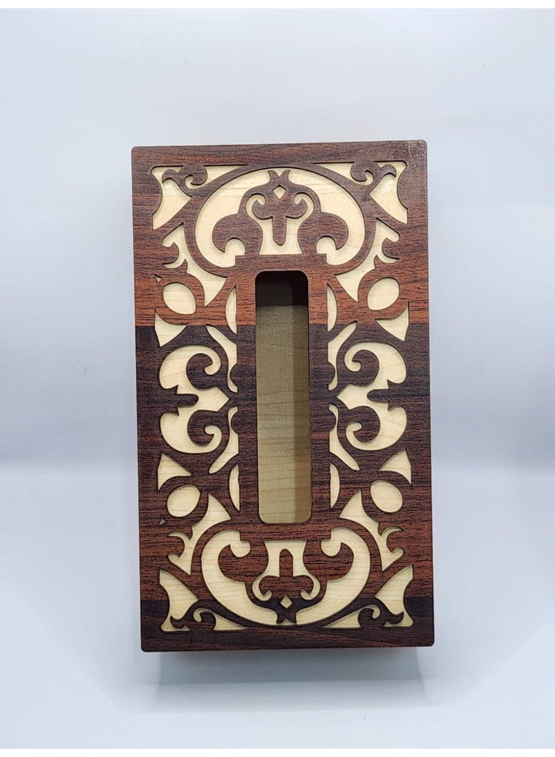 Kipfy Wooden Tissue Box Cover with Ornamental Cutwork Design Facial Tissue Case Holder for Home Office Stylish Functional Design Sturdy Glass Wood Material for Bathroom, Living Room, Bedroom - Image 2