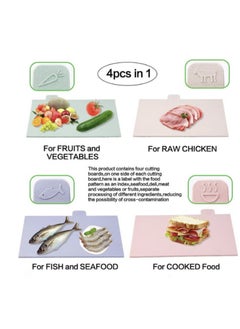 Hanayo 4PCS Kitchen Cutting Boards, Plastic Cutting Board with Storage Shelf , Chopping Board for Kitchen Different Food Types (Pink)  - Image 3