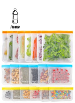 Reusable Storage Bags, 20Pack BPA Free PEVA Reusable Freezer Bags,Reusable Gallon Bags, Reusable Sandwich Bags, Silicone Food Bags for Women, Men and Kids (20Pack-8 Large +6 Sandwich +6 Snack)