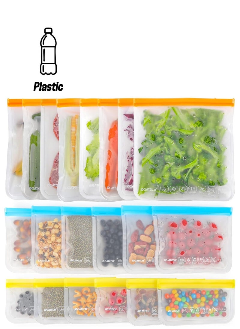 Generic - Reusable Storage Bags, 20Pack BPA Free PEVA Reusable Freezer Bags,Reusable Gallon Bags, Reusable Sandwich Bags, Silicone Food Bags for Women, Men and Kids (20Pack-8 Large +6 Sandwich +6 Snack) - Image 1