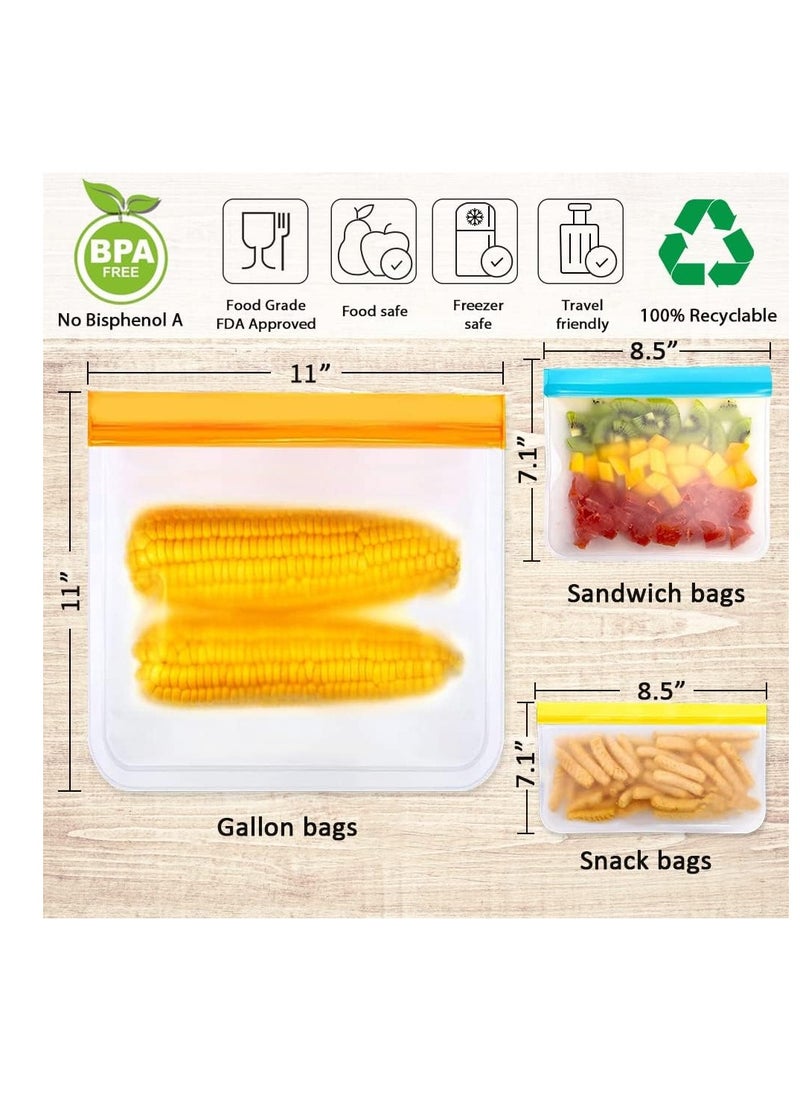 Generic - Reusable Storage Bags, 20Pack BPA Free PEVA Reusable Freezer Bags,Reusable Gallon Bags, Reusable Sandwich Bags, Silicone Food Bags for Women, Men and Kids (20Pack-8 Large +6 Sandwich +6 Snack) - Image 1