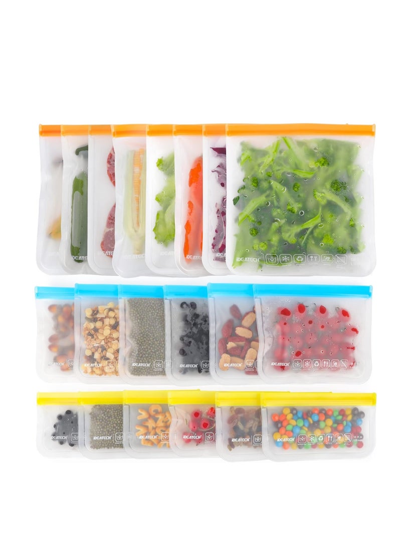 Generic - Reusable Storage Bags, 20Pack BPA Free PEVA Reusable Freezer Bags,Reusable Gallon Bags, Reusable Sandwich Bags, Silicone Food Bags for Women, Men and Kids (20Pack-8 Large +6 Sandwich +6 Snack) - Image 1