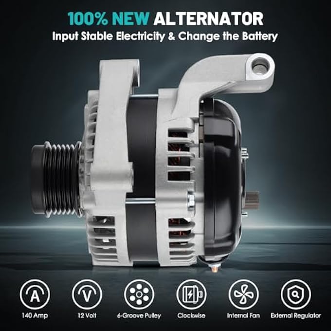 Farrme 13871 Car Alternator 12V 140 Amp, 6-Groove Pulley Fit for Dodge Grand Caravan, for Chrysler Town & Country 2001-2007, for Voyager 2001-2003 3.3L 3.8L V6 Automotive Replacement Alternators - Image 5