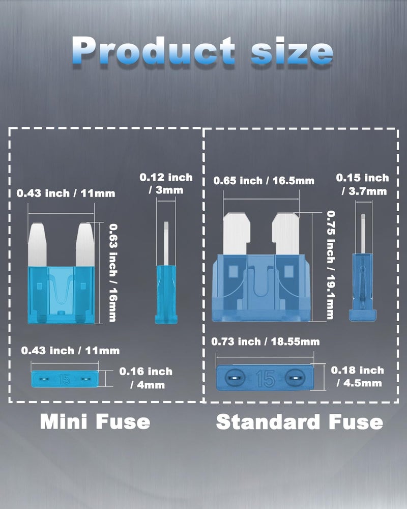 Riseuvo 220pcs Car Blade Fuses Assortment Kit - Standard & Mini Automotive Fuses - Image 2