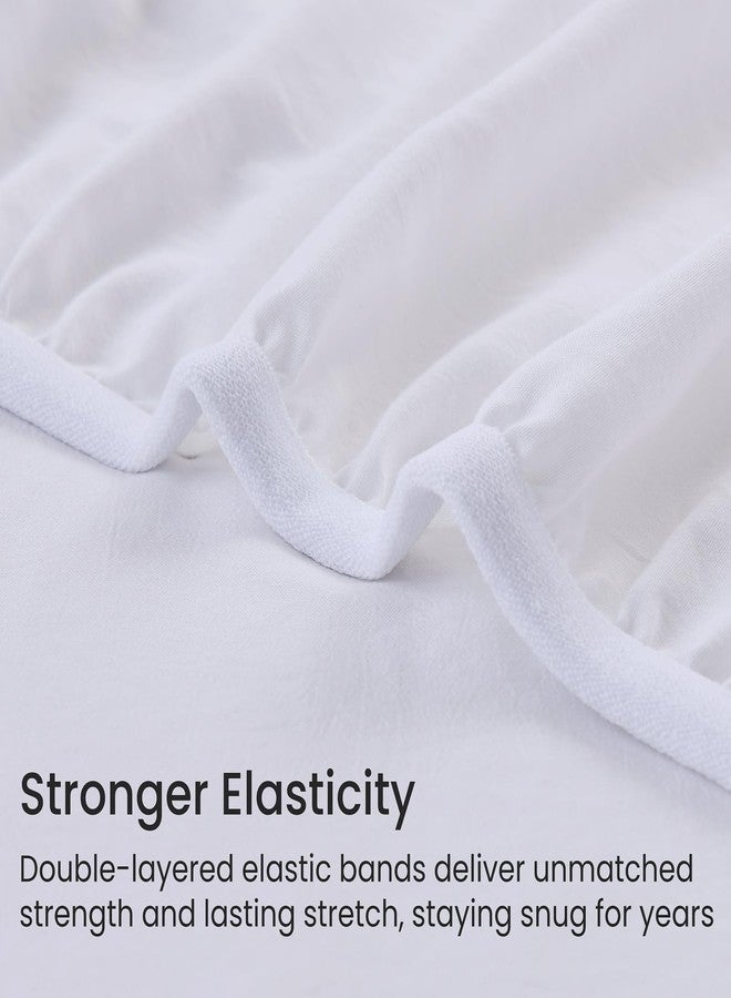GOKOTTA 4-Pcs Queen Sheet Set, 16 Inch Deep Pocket Queen Sheets with Elastic Corner Straps, Brushed Microfiber Polyester - Hotel Luxury, Ultra Soft, Breathable, Anti-Rip, Wrinkle-Free - White - Image 3