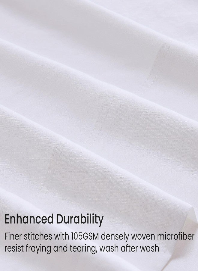 GOKOTTA 4-Pcs Queen Sheet Set, 16 Inch Deep Pocket Queen Sheets with Elastic Corner Straps, Brushed Microfiber Polyester - Hotel Luxury, Ultra Soft, Breathable, Anti-Rip, Wrinkle-Free - White - Image 4