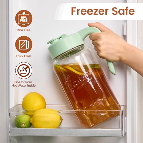 Spreccio Mason Jar Pitcher with Tea Filter, Airtight & Leakproof Glass Pitcher with Lid, 64 oz Sun Tea Glass Jar for Outside, Perfect for Sun Tea, Lemonade, and iced Tea - Image 5